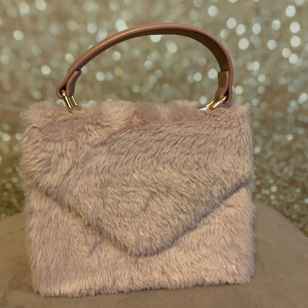 Pink fur clutch